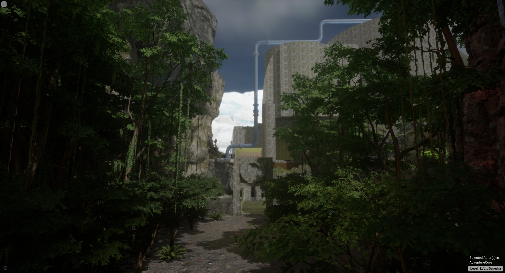 Overgrown forest ruins